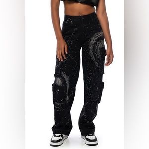 Black Studded Cargo Jeans